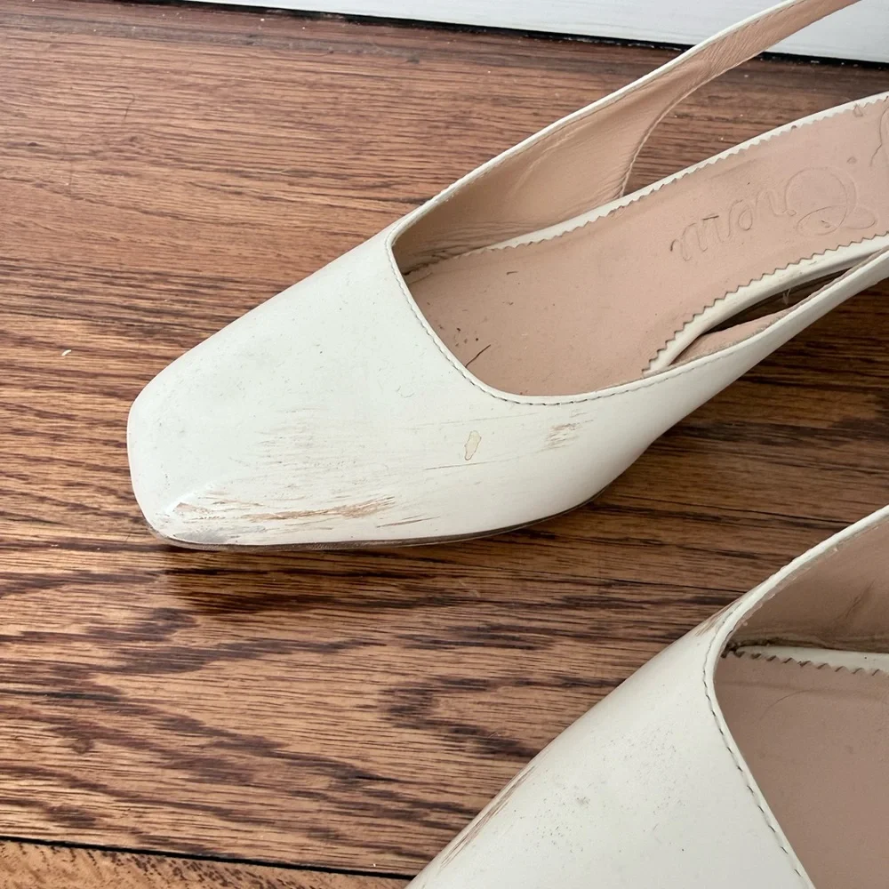 J. Crew Layla White Slingback Heels